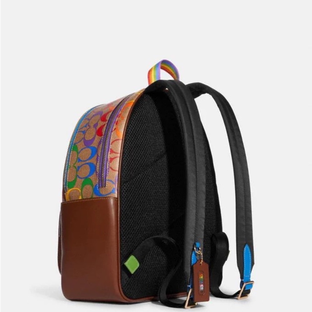 NWT $428 RARE RAINBOW PRIDE AUTHENTIC COACH COLORFUL SIGNATURE BACKPACK - Picture 3 of 6